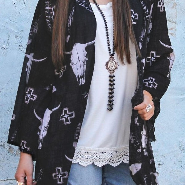 Bull Head Print Cardigan