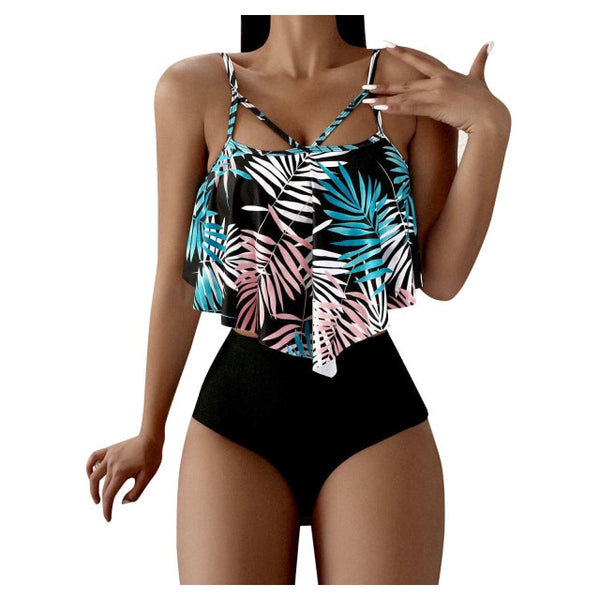 Women Leaf Print Swimsuit