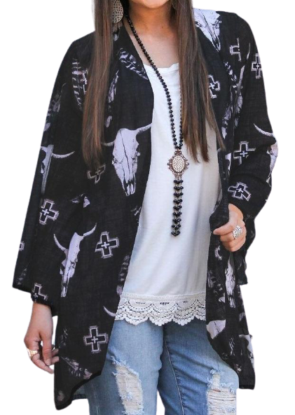 Bull Head Print Cardigan