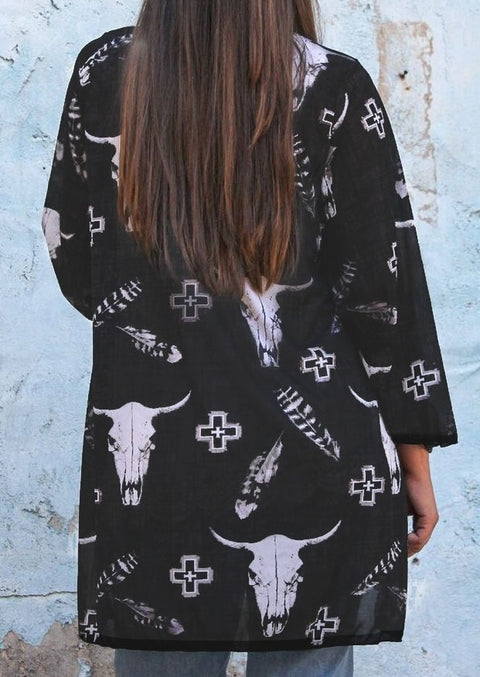 Bull Head Print Cardigan