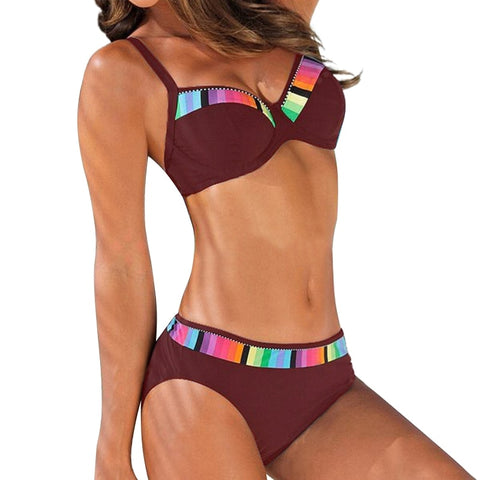 Striped Patchwork Swimwear