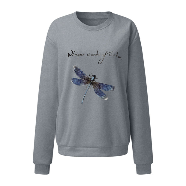 Oversized Dragonfly Print Sweatshirt