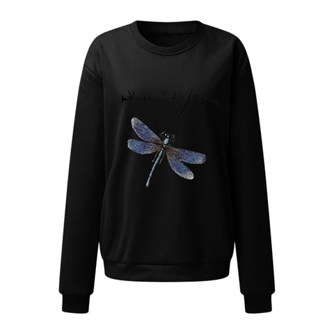 Oversized Dragonfly Print Sweatshirt