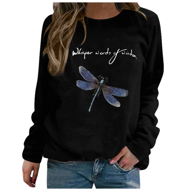 Oversized Dragonfly Print Sweatshirt