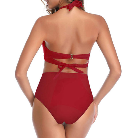 Retro Halter Highwaist Bikini Set