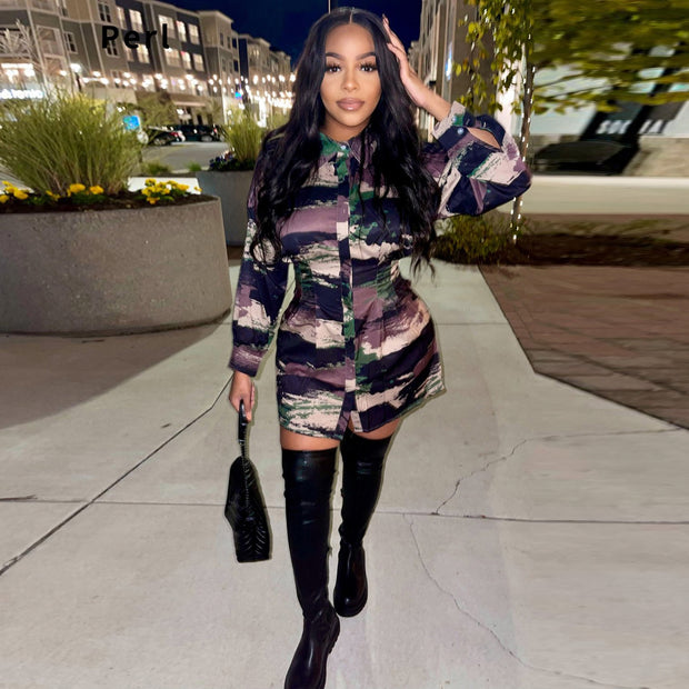Camouflage Full Sleeve Dress