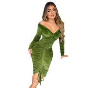 Velvet V-neck Maxi Dress